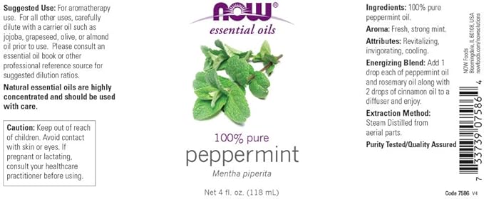 NOW Foods Peppermint Oil (Liquid), 4 oz