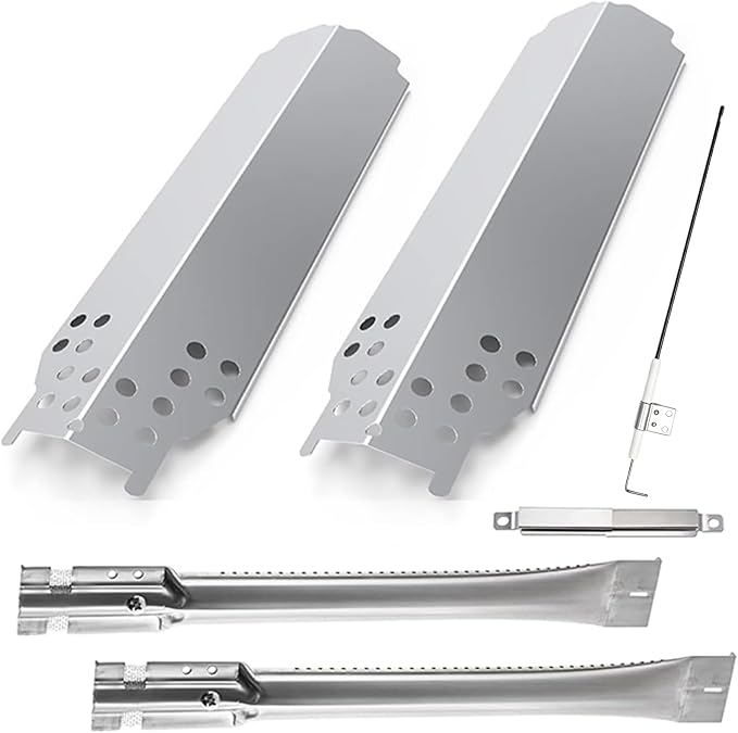 Stainless Steel Repair Kit for Charbroil Classic 280 2-Burner 463647018 463613717 463672717 463672817 G215-0203-W G320-0200-W1, Grill Burner and Heat Plates for American Gourmet 2-Burner 465635821