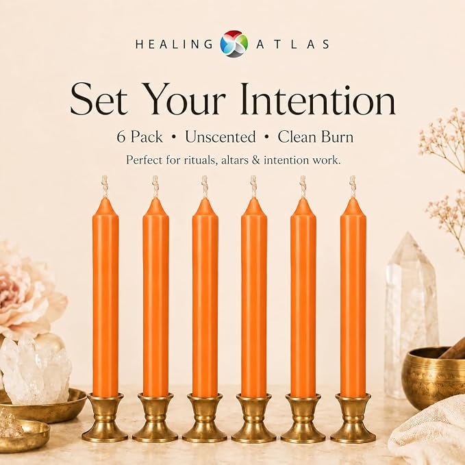 6 Inch Taper Candle 6 Pack Spell, Wicca, Santeria, Energized Candles Velas de 6 Pulgadas Paquete de 6 Velas (Orange (6 Pack))