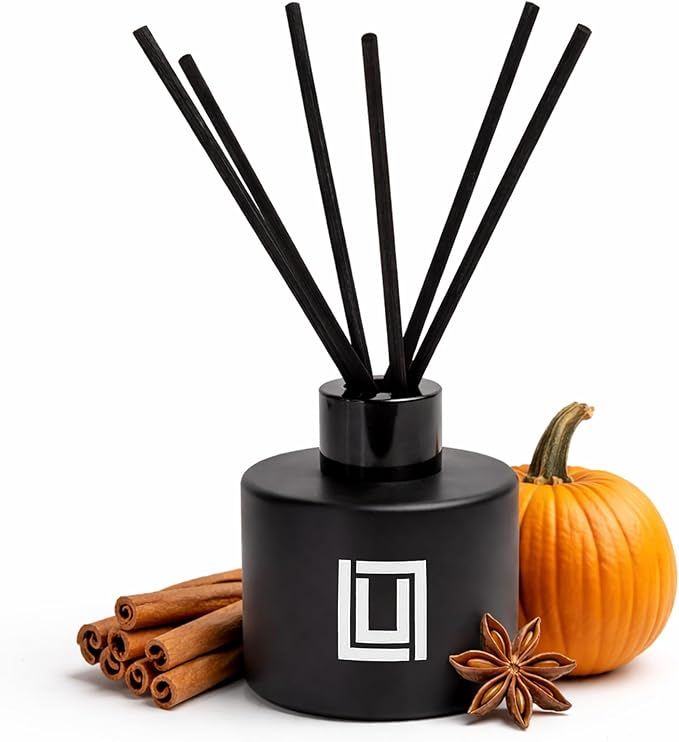 Reed Diffuser Set | Spiced Pumpkin | 6 Reed Sticks | Scent Diffuser for Bedroom Bathroom Living Room & Office (4.2 FL Oz.)