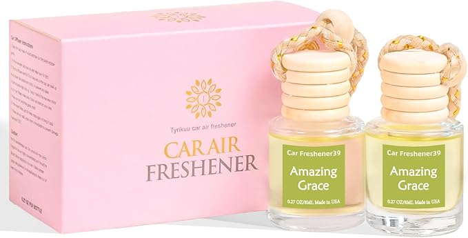 Hanging Car Air Freshener, Long Lasting Essential Oil Diffuser, Non-Toxic New Car Scent, Cute Car Fresheners for Women, 2 Pack Made in USA