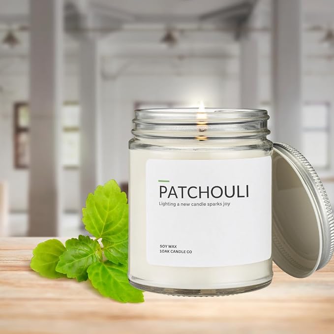 1OAK Patchouli Candle - Soy Wax Scented Candles (Patchouli) - Soy Candles for Home Scented - Long Burning Candle Premium - Hand-Poured (7oz.)