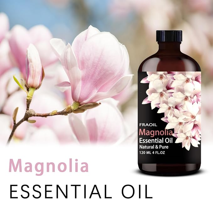 Magnolia Essential Oil, Magnolia Oil 4 Fl Oz 120ML for Diffuser Humidifier Yoga Cleaning DIY Candle Soap Making Perfume Gift for Women Essential Oils FRAOIL (Magnolia 4 Fl Oz (Pack of 1))