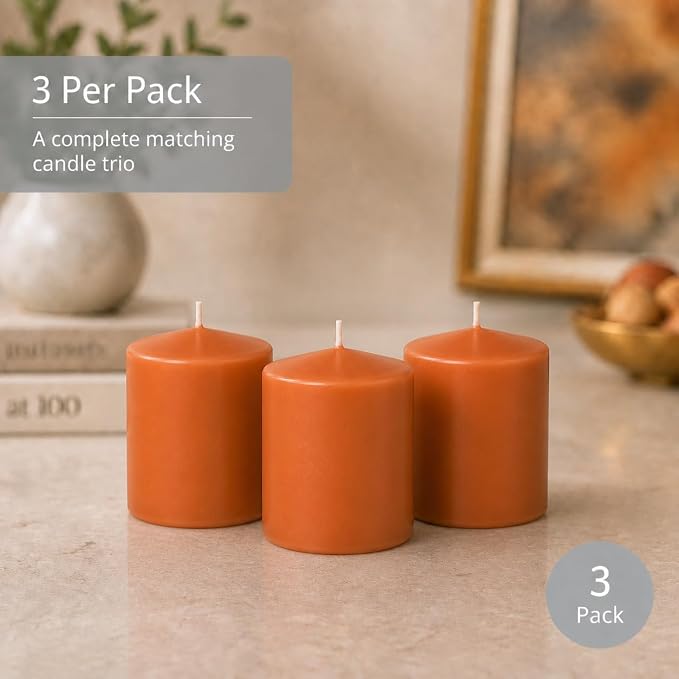 yummi 3" x 4" Sienna Round Pillar Candles - 3 per Pack