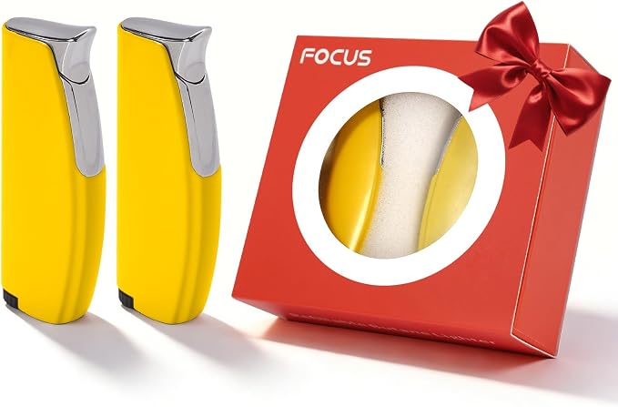 2 Pack Torch Lighter Butane Lighter,Refillable Mini Lighter for Candles Fireworks,Gifts for Friends Or Family Members(NO PREFILLED) (Yellow)
