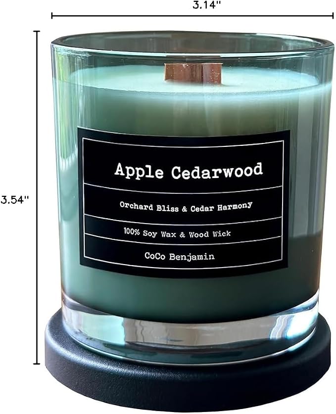 100% Soy, Highly Scented, Hand Poured Soy Candle (Apple Cedarwood (Wooden Wick))