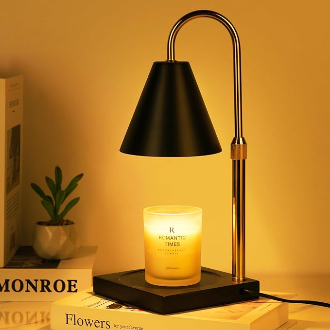 Candle Warmer Lamp with Timer Dimmer, Electric Candle Lamp Warmer for Bedroom Decor, Mothers Day Birthday Gifts for Women Mom, Height Adjustable Metal Candle Lamp, House Warming Gifts, Black