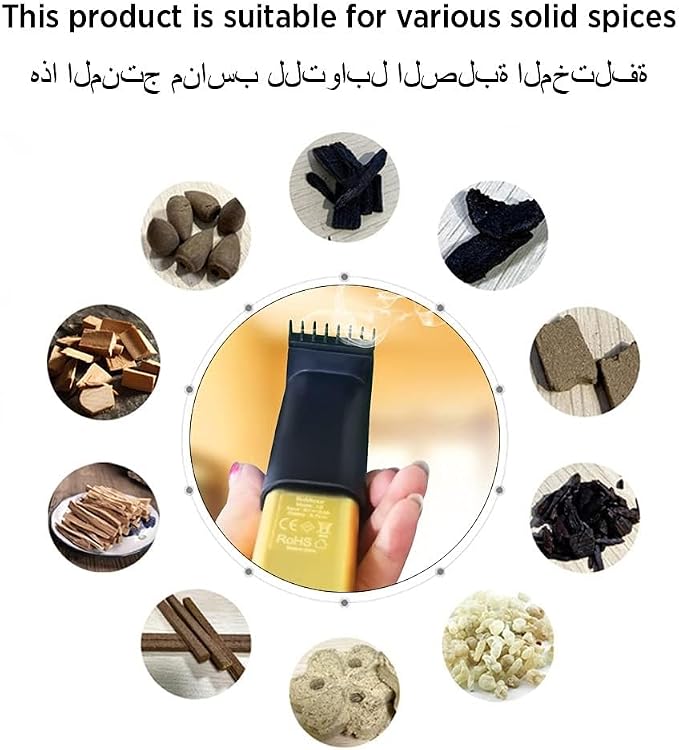 Portable Mini Incense Burner Bakhoor USB Rechargeable Aroma Diffuser Arabic Electric Incense Holder Muslim Home Decor & Car Air Freshener,Gold1