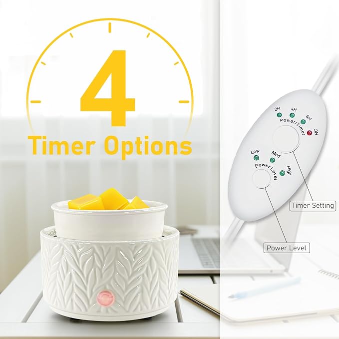 Wax Melt Warmer with Timer- 3-in-1 Wax Melter Burner, Fragrance Warmer for Scented Candles, Tarts, Essential Oils to Freshen Home Office, with Auto Shut Off and Temperature Adjustment, Gift & Décor