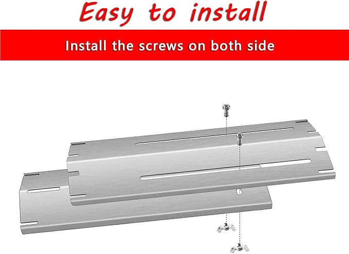 Hisencn Universal Replacement Adjustable Stainless Steel Heat Plate Shield, Heat Tent, Flavorizer Bar, Burner Cover, Flame Tamer for Brinkmann Gas Grill, Heavy Duty, Extends from 11.75" up to 21" L