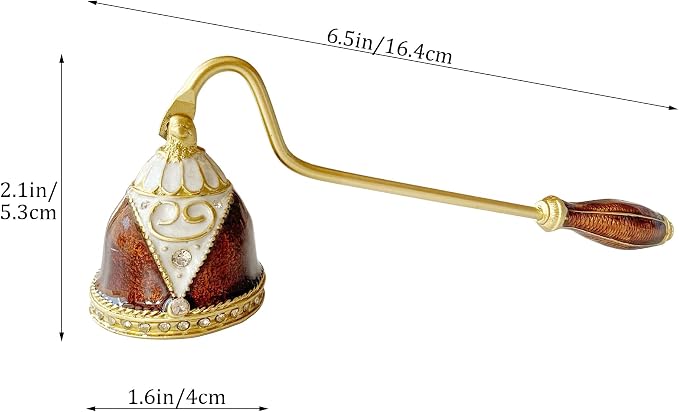Candle Snuffer, Hand-Painted Metal Candle Extinguisher with Non-Slip Handle, Elegant Decorative Candle Tool for Hanukkah, Christmas, Birthdays (Brown & White)