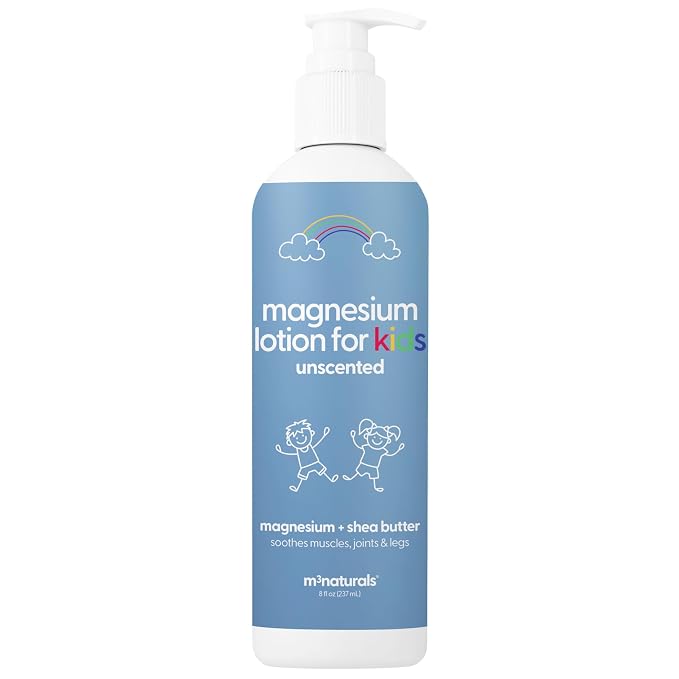 Magnesium Lotion for Kids & Babies with Sensitive Skin | Unscented Formula Soothes Tired Legs, Supports Restful Night’s Sleep, Moisturizes & Hydrates Skin, 8 fl oz (237 mL) by M3