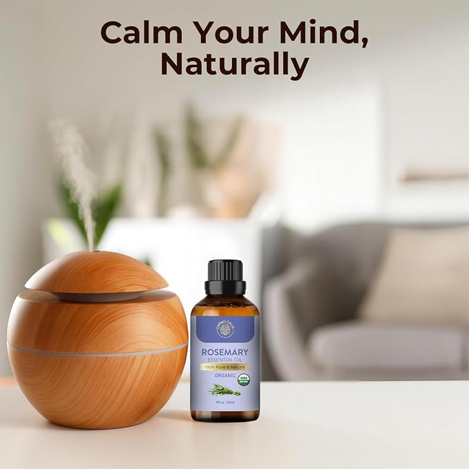 Organic Rosemary Essential Oil | USDA Certified Organic Rosemary Oil | for Hair & Skin | Perfect for Aromatherapy & Diffuser | 30 ML