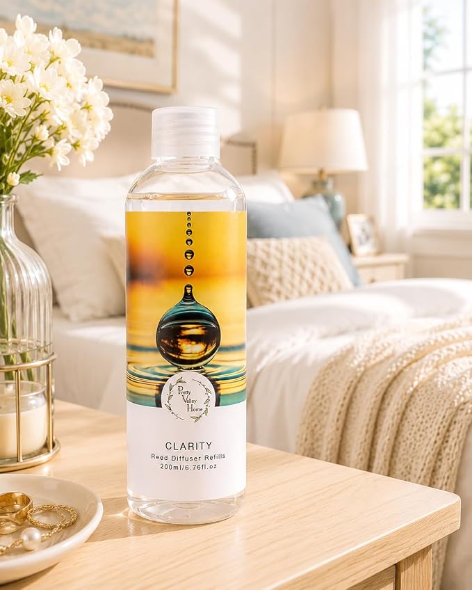 Reed Diffuser Refill Azure Blue Leaf Fresh Scent - 200ml (6.76 fl.oz) Essential Oil for Office Bedroom Natural Home Fragrance