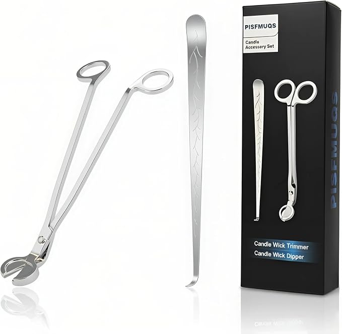 Candle Wick Trimmer Set with Wick Dipper, Copper Nickel Plated Textured Mirror Finish, Aesthetic Candle Accessory for Relaxation & Bedtime Rituals