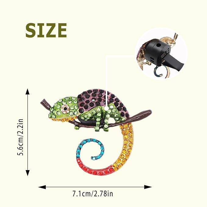 ORIESSE Bling Car Accessories Chameleon Air Freshener Vent Clips Long Lasting Aroma Diffuser Cute Colorful Lizard Decor for Women Teens