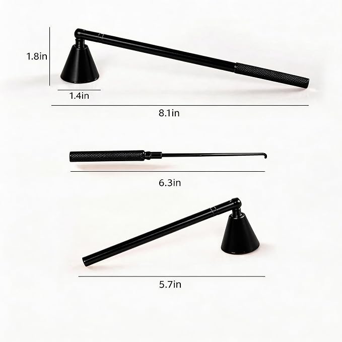 Innovative 2-in-1 Candle Snuffer Extinguisher with Removable Wick Dipper,Candle Flame Put Out Tools with Non-Slip Long Handle,Perfect Accessories for Candle Lovers (Black)