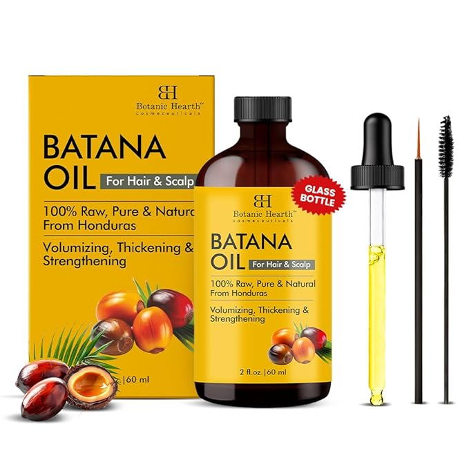 Botanic Hearth Batana Oil for Hair Growth & Hair Treatment Oils 2 Fl Oz | Dr Sebi Inspired, 100% Raw & Pure Batana Oil | Scalp & Hair Treatment for Thickness & Strength | All Hair Types