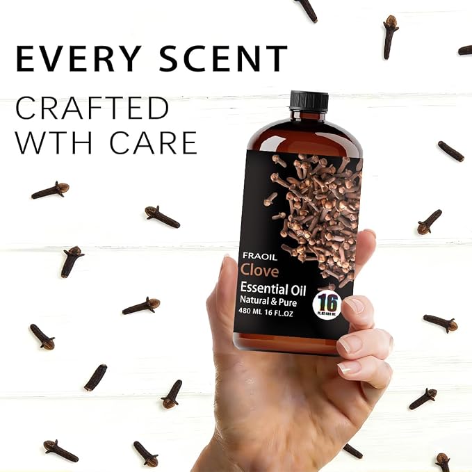 Clove Essential Oil, Clove Oil 16 Fl Oz 480ML for Diffuser Humidifier Yoga Cleaning DIY Candle Soap Making Essential Oils