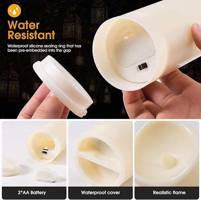 Flameless Candles with Remote & 2/4/6/8H Timers, Outdoor Indoor Waterproof Remote Candles Battery Operated, Electric Led Candles 12pcs for Home/Wedding Decor (D 2.2'' x H 4'' 5'' 6'' 7'')