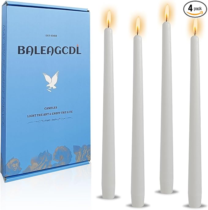 Candlesticks Long Taper Candle,Gardenia Scented 10 Inches White Candle Sticks Smokeless Tapered Candles for Home Décor Holiday Gifts