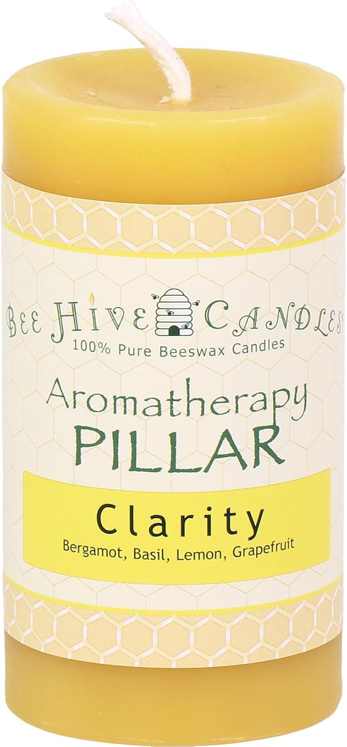 Bee Hive Candles 100% Pure Beeswax Aromatherapy Pillar Candle (2" x 3", Clarity)