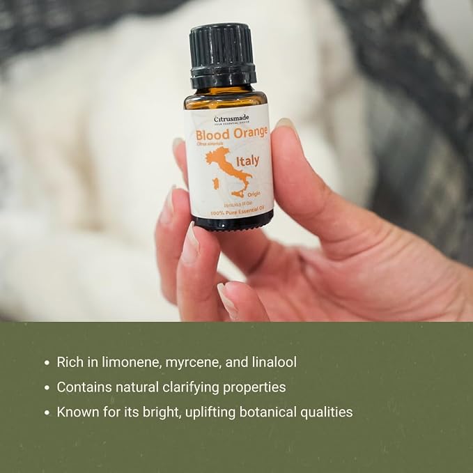 Blood Orange Essential Oil - Direct from Citrusmade in Sicily - Pure Essential Oil for Diffusers and Aromatherapy - Natural Citrus Scent | 100% Pure Therapeutic Grade - 8oz
