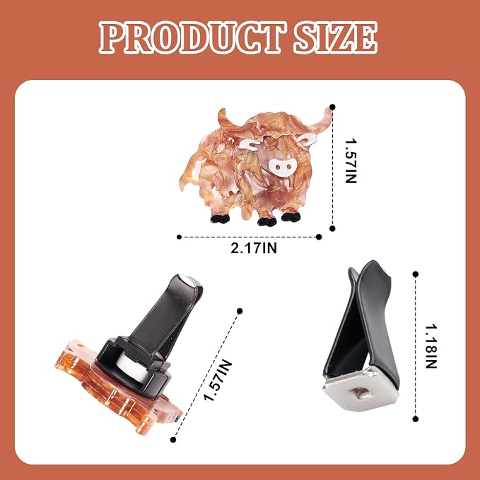 Rislobx Cute Highland Cow Air Freshener Vent Clip, 2PCS Car Vent Clips Decor, Air Diffuser Clips, Highland Cow Car Interior Decor Accessories