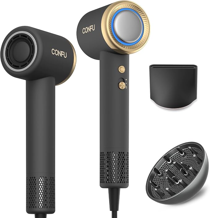 Hair Dryer with Diffuser, CONFU Hair Dryers for Women High Speed Professional Ionic Blow Dryer for Fast Drying, Blow Dryers for Men, Hair for Curly Hair for Home Travel