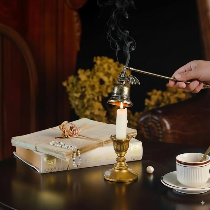 Candle Snuffer Accessory for Putting Out Extinguish Candle Wicks Flame Safely， Skull Candle Snuffers Accessory for Candle Lovers Suitable (Gold)