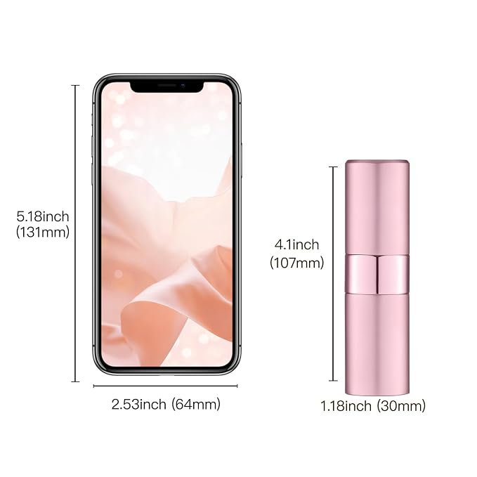 Cologne Travel Bottle 20ml - Large Size Perfume Atomizer Refillable for Men - Pocket Empty Fragrance Sprayer for Refill - 0.67oz Portable Twist Spray Sample Container for Purse Pink