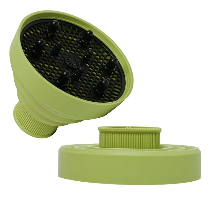 Universal Collapsible Hair Dryer Diffuser Attachment-Foldable Portable Travel and Easy Storage Hair Diffuser Fit Most Hair Dryers with Nozzle Diameter D-1.575Inch to 1.968 Inch (4-5cm)- Green