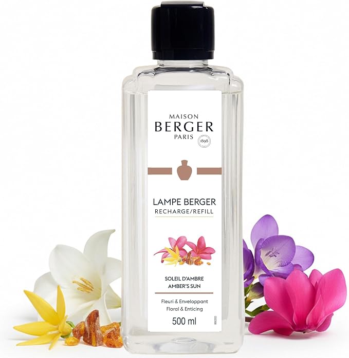 MAISON BERGER Lampe Berger Refill, 500 ml, Amber’s Sun | Catalytic Lamp Fragrance Refill, Helps Neutralize Odors, ~80 h Fragrance Diffusion, Made in France