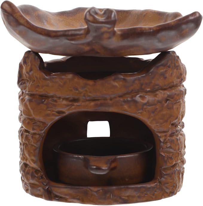Decorative Incense Burner Censer for Aromatherapy Tea Ceremony Retro Desktop Ornament for Meditation Relaxation Multi-Purpose Essential Oil Stove Home Office Decor