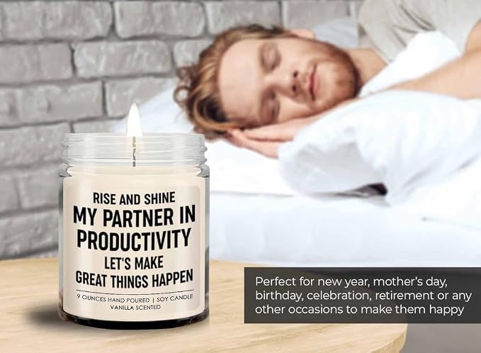 Coworker Sarcasm Vanilla Candle - Partner in Productivity - Chaos Coordinator Gifts Coworker Leaving Inspirational Farewell Gift Work Friend Employee
