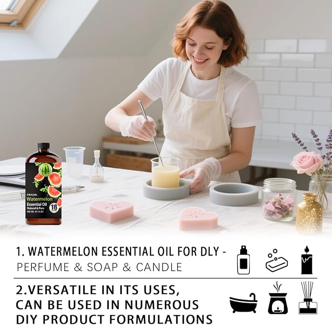 Watermelon Essential Oil, Watermelon Oil 16 Fl Oz 480ML for Diffuser Humidifier Yoga Cleaning DIY Candle Soap Making Essential Oils