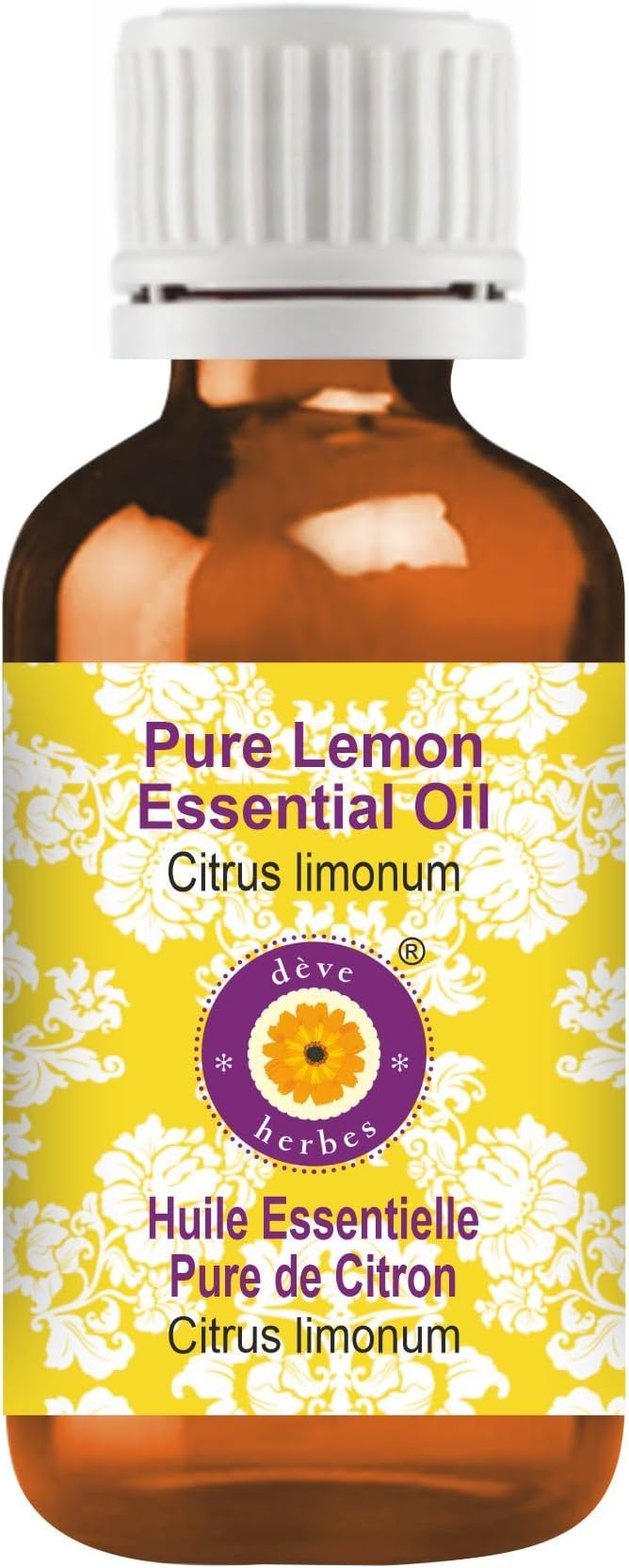 Deve Herbes Pure Lemon Essential Oil (Citrus limonum) Steam Distilled 2ml (0.06 oz)