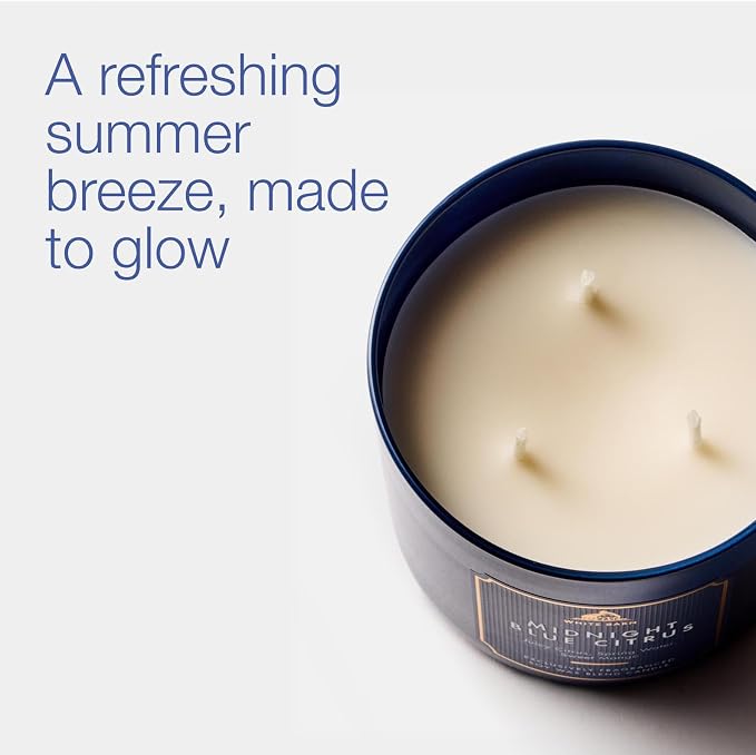 Bath & Body Works Midnight Blue Citrus 3-Wick Candle - Scented Candle for At-Home Use - Long-Lasting, Room-Filling Fragrance - High Fragrance Oil Concentration - Soy Wax Blend - 2-Pack