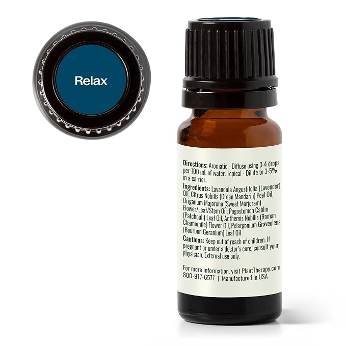 Plant Therapy Relax Essential Oil Blend 100% Pure, Undiluted, Natural Aromatherapy, Therapeutic Grade 10 mL (1/3 oz)