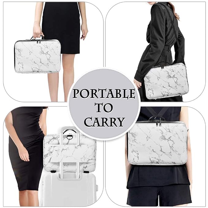 gzcz Large Capacity Travel Makeup Case Organizer,Professional Cosmetic Bags for Women,Waterproof PU Leather Makeup Bag with Adjustable Dividers and Shoulder Strap for Brushes and Jewelry