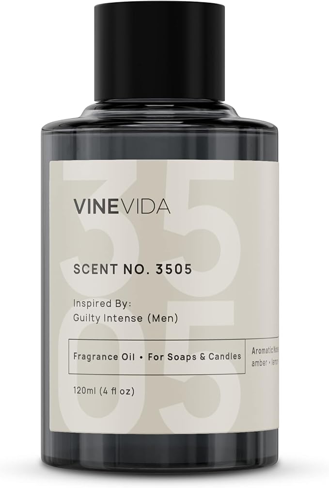 VINEVIDA Scent NO. 3505 Fragrance Oil - 120mL (4oz) - Inspired by: Guilty Intense (Men) Fragrance Oil for Candle Making - Made in USA Candle Scents Scents for Soap Making