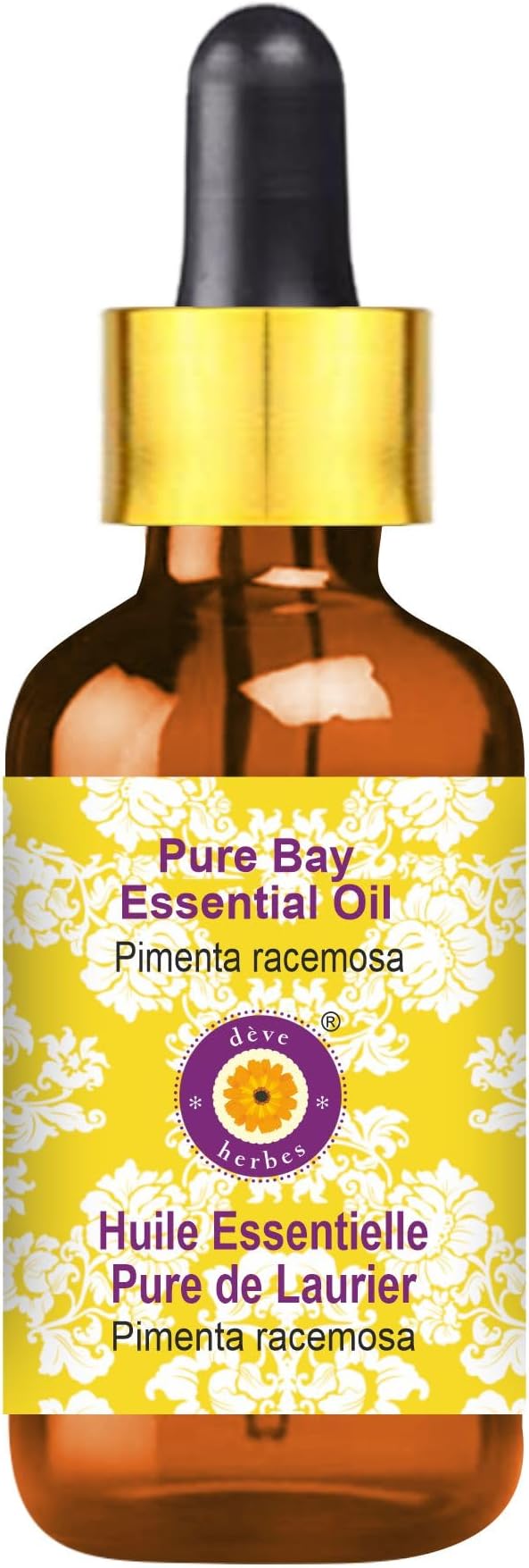 dève herbes Bay Essential Oil (Pimenta racemosa) with Glass Dropper | Pure | Non-Sticky | Non-Greasy | Lightweight | Men & Women | All Skin Types | Steam Distilled 50ml (1.69 oz)