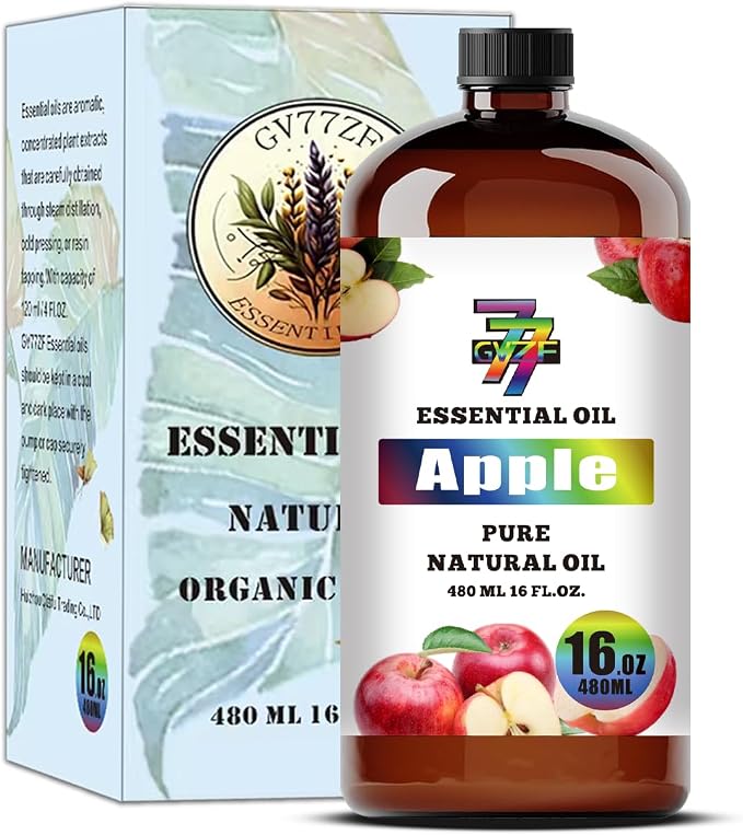 Apple Essential Oil, Apple Oils, for Diffuser, Humidifier, DIY Candles, Soap, Kitchen, Home, Gift, Essential Oil, GV77ZF Apple Fragrance Oil - 16 fl oz (480 ml)