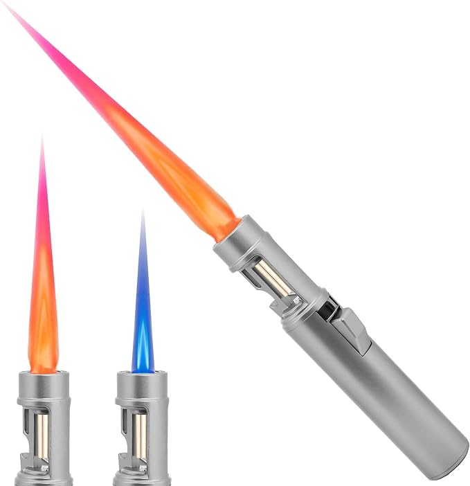 Torch Lighter, Straight Flame Bright Lighters, Windproof Adjustable Flame Color with Safety Lock, Lightsaber Torch Flame for Outdoor, Campfires, BBQ, Candles, Camping