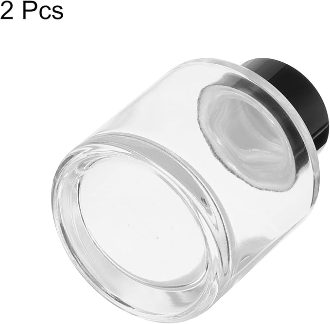 HARFINGTON 2pcs 50ml/1.7oz Empty Glass Diffuser Bottle 2.6" x 2" Refillable Fragrance Accessories Aromatherapy Jar Container for Replacement Reed Diffuser DIY Home Bathroom Transparent