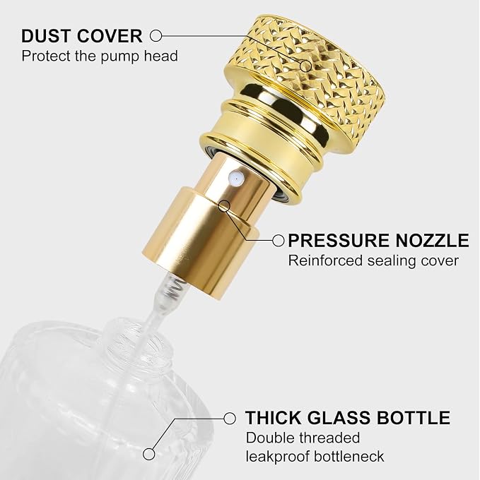Perfume Bottle Atomizer 30ML Refillable Fine Mist Spray Bottles, Empty Glass Essential Oil Container for Travel, Handbag or Date, With Storage Bag & Funnels(Modern)
