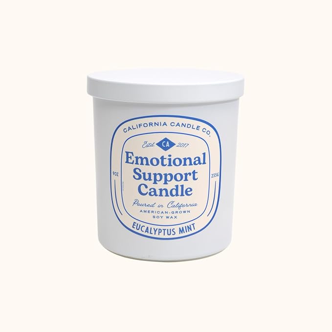 LEOBEN CO – Eucalyptus Mint Scented Candle – 9oz, Emotional Support Candle Design – 50 hr Burn Time – Poured in California Using Vegan Soy Wax and Essential Oils – Made in Small Batches