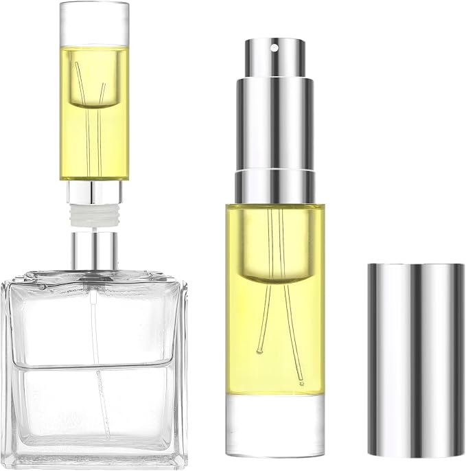 MUB Perfume Travel Refillable Atomizer Bottle 5ml Glass Overmolding Unique Top-Filling Leak-Proof Spray Bottle Atomizer Sprayer for Perfume Cologne Mini Travel Size Empty Pocket Portable - yellow