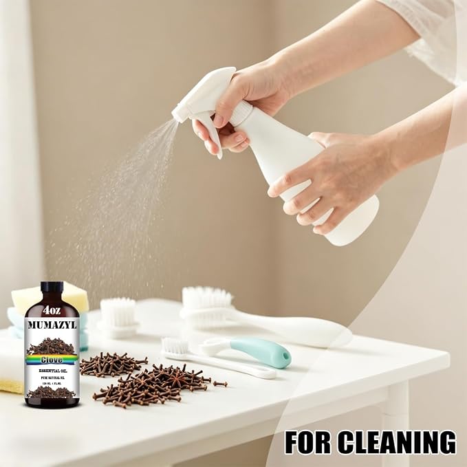 Clove Essential Oil, Clove Oil 4 Fl Oz 120ML for Diffuser Humidifier Yoga Cleaning DIY Candle Soap Making MUMAZYL Essential Oils