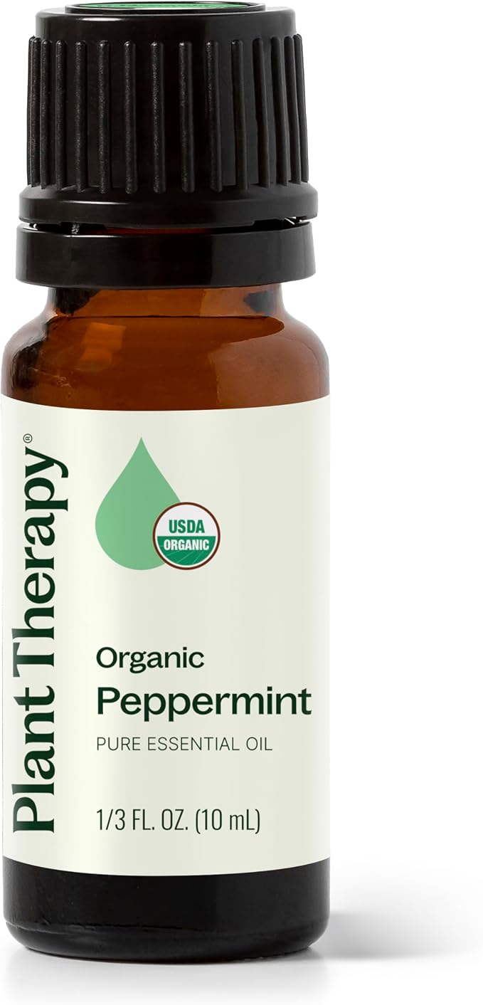 Plant Therapy Organic Peppermint Essential Oil 10 mL (1/3 oz), 100% Pure, Undiluted, USDA Certified Organic, Undiluted, Natural Aromatherapy, for Neck Tension and Muscle Discomfort